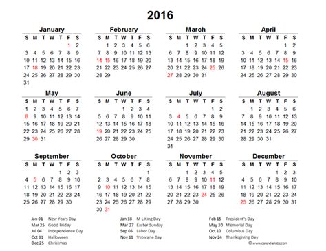 2016 excel yearly calendar 02 free printable templates