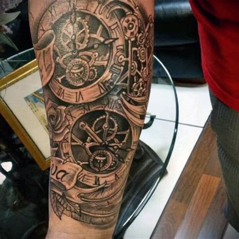 Steampunk Clock Tattoo Designs 75 Steampunk Tattoo Designs For Men