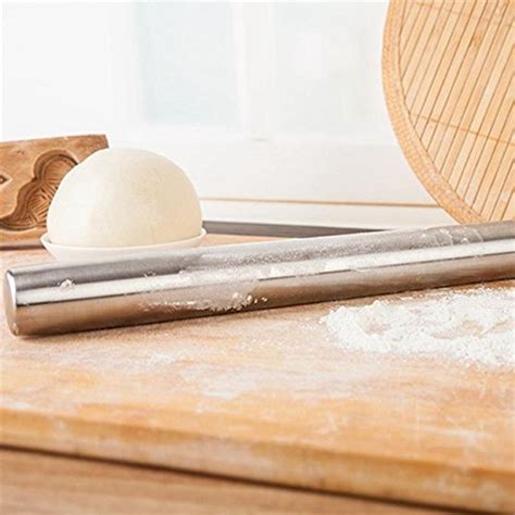 40cm Stainless Steel Rolling Pin Non Stick Flour Roller Stick For