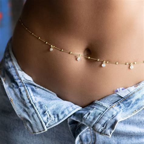Moonstone Belly Chain K Gold Vermeil Belly Chain Dainty Etsy
