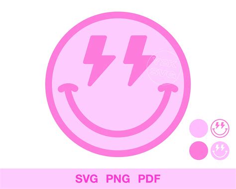 Smiley Face Lightning Bolt Png Svg Eps Cricut Designs Etsy