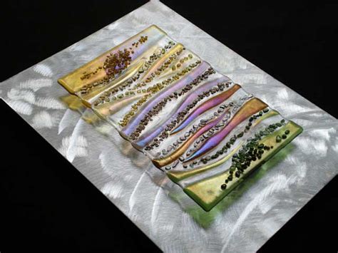 Contemporary Glass Wall Art Fused Glass And Metal Wall Art