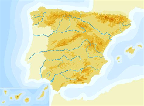 Mapa De España Físico Con Provincias O Ríos Para Imprimir