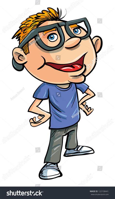 Stereotypical Cartoon Nerd Geeky Glasses Brash Stock Vector 122158441