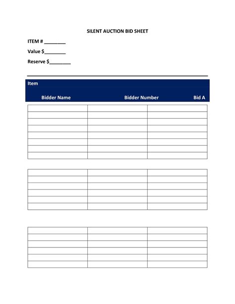 40 Silent Auction Bid Sheet Templates Word Excel Template Lab