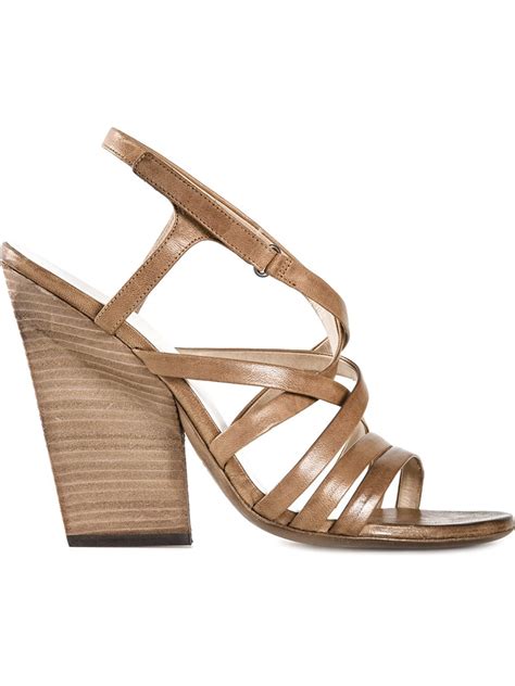 Marsèll Leather Strappy Chunky Heel Sandals In Brown Lyst