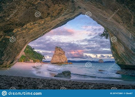 View From The Cave At Cathedral Cove Beach At Sunrisecoromandelnew