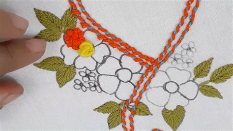 Hand Embroidery Neck Line Embroidery Designhand Embroidery Youtube