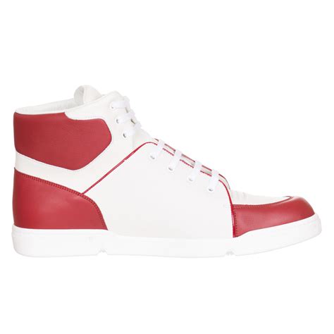 Gucci Mens Red White Leather High Top Gg Sneakers Shoes