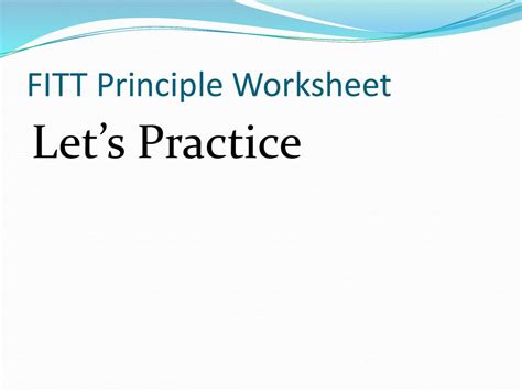 Exercise And Fitt Principle Ppt Download