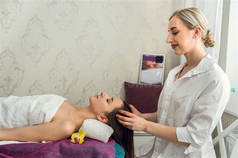 perfect relax spa face massage for woman in beauty clinic stock image image of lying person
