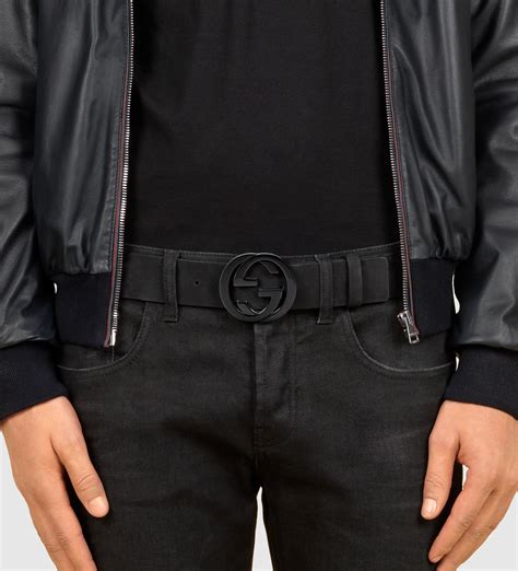 Lyst Gucci Black Suede Belt With Interlocking G Buckle In Black For Men