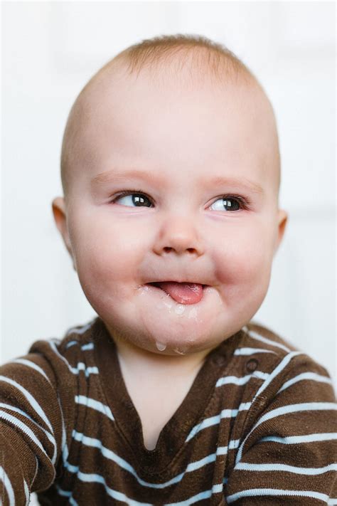 Drooling Baby Boy Close Up By Stocksy Contributor Amy Covington