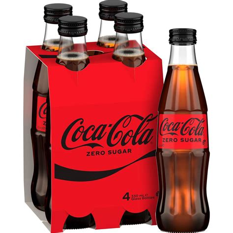 coca cola zero sugar glass bottle 330ml x 4 pack woolworths