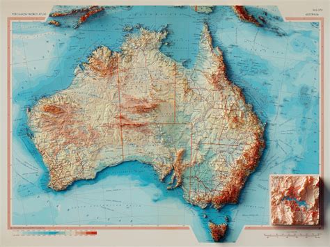 Australia Topographic Map 1967 Shaded Relief Map Etsy
