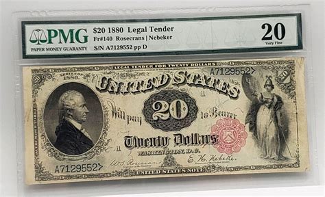 20 1880 Legal Tender Large Note Pmg 20 Very Fine