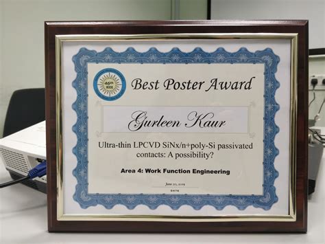 Best Poster Award Ieee Pvsc 2019 Electrical And Computer Engineering