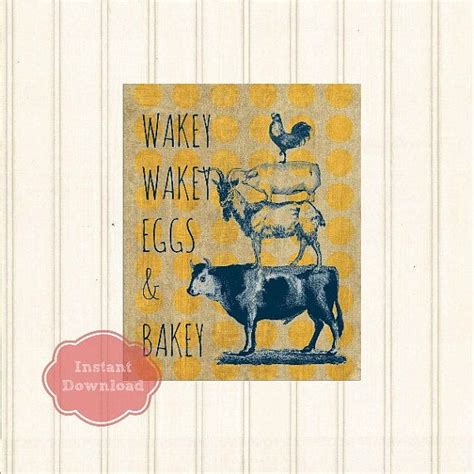 Wakey Wakey Eggs And Bakey Instant Download Art Farm Animals Printable