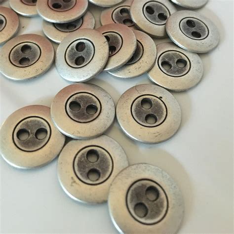 10 Silver Buttons Metal Buttons 12mm Round Buttons Antique Etsy