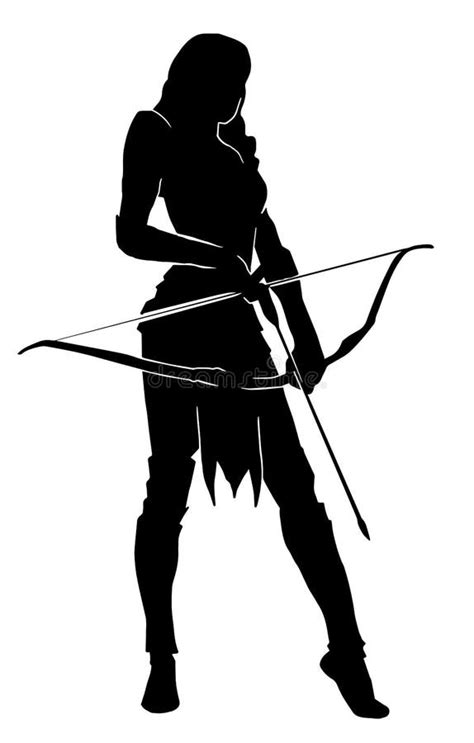 Woman Archer Warrior Silhouette Stock Vector Illustration Of