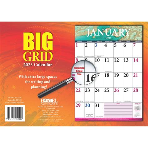 Big Grid 2023 Rectangle Wall Calendar 16 Months Planner New Year