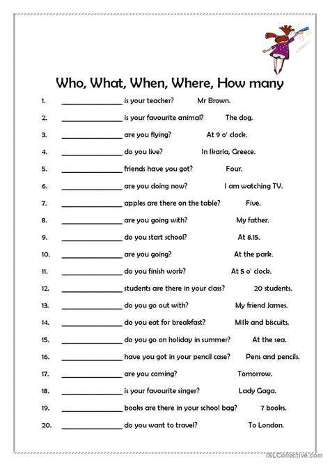 Who What When Where How Many Gen English Esl Worksheets Pdf And Doc