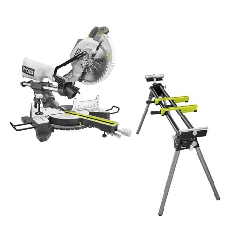 Ryobi 15 Amp 10 In Corded Sliding Compound Miter Saw And Universal