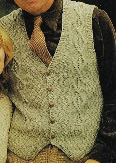 unisex aran waistcoat vest knitting pattern dk 8 ply yarn or etsy
