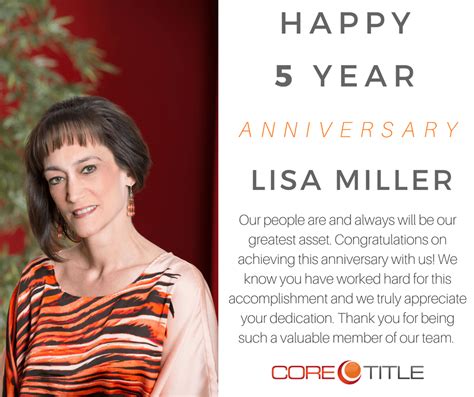 5 Years With Core Congratulations Lisa Miller Coretitle