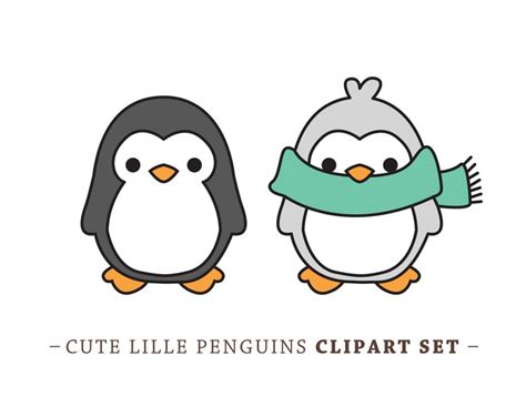 Premium Vector Penguin Clip Art Cute Penguin Clip Art Etsy