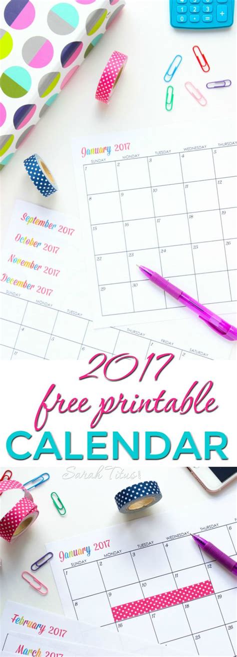 Free Printable 2017 Calendars Scrap Booking