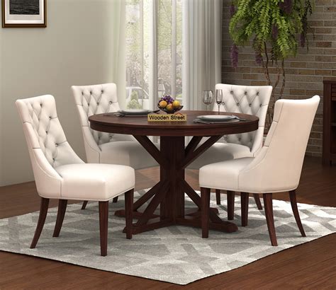 Buy Ashford 4 Seater Dining Table Set Walnut Finish Online In India