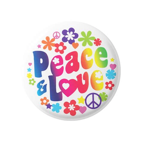 Peace And Love Peace Sign Flowers Button For Backpacks Jackets Etsy