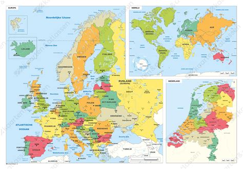 World atlas with links to maps of countries, states, and regions, and find a geography guide & facts about every country in the world. Schoolkaart Europa/Wereld/Nederland 299 | Kaarten en ...