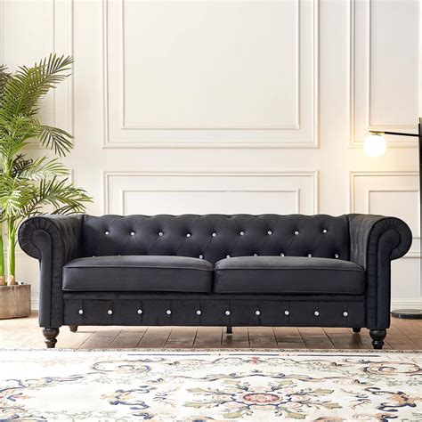 Buy Chesterfield Velvet Sofa For Living Roommid Century Upholstered
