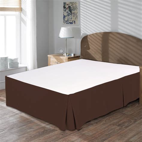 Misr Linen King Single Chocolate Pleated Bed Skirt Egyptian Cotton 400 Thread Count 15 Inch Drop