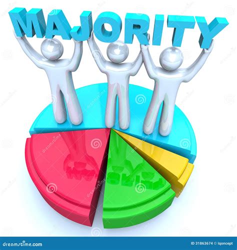 Majority Rule People Holding Word On Pie Chart Winners Stock Images