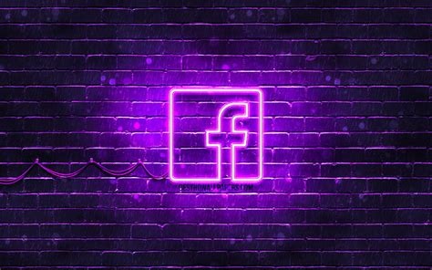 [2024] 🔥facebook violet logo violet brickwall facebook logo social networks facebook neon logo