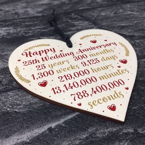 Here is a perfect wedding anniversary gift for husband. Happy 25th Wedding Anniversary Card Gift Heart Twenty Five ...