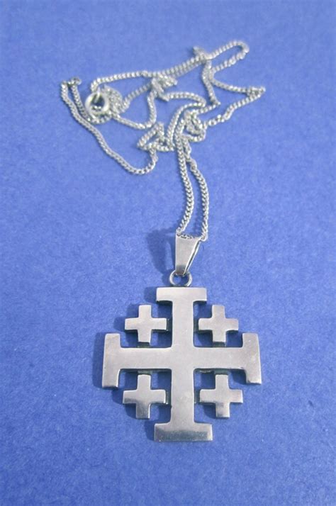 Bold Vintage Sterling Silver Jerusalem Cross Pendant By Dhedwards