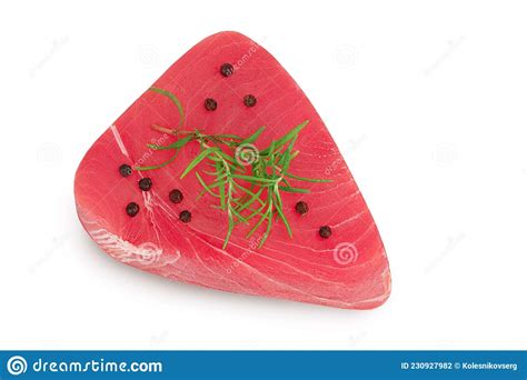 Fresh Tuna Fish Fillet Steak With Rosemary And Peppercorns Isolated On