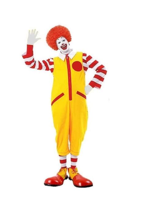 Mens Ronald The Clown Red And Yellow Fancy Dress Costume Jumpsuit