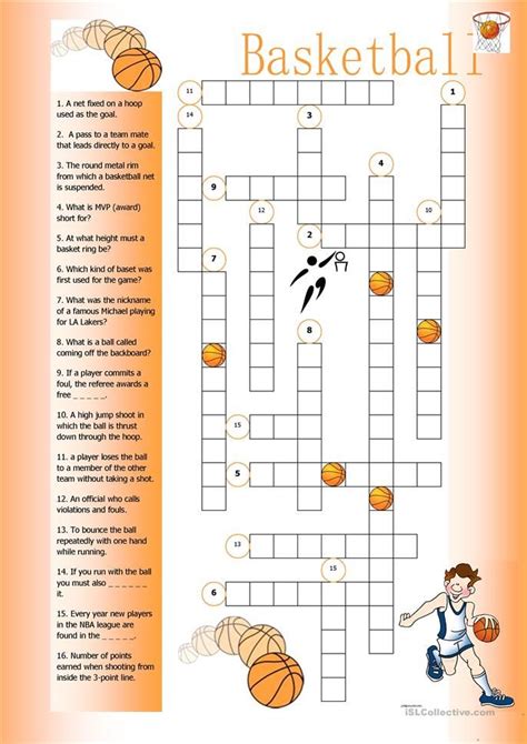 Basketball Crossword English Esl Worksheets For Distance Learning And