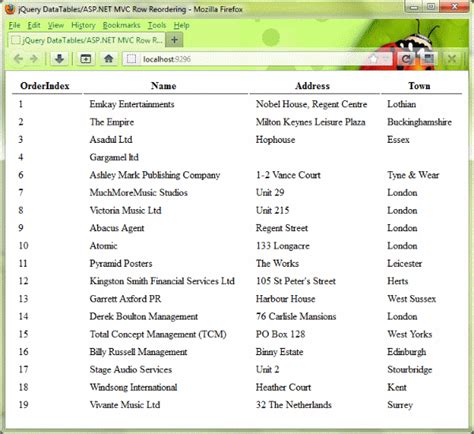 Table Row Drag And Drop In Aspnet Mvc Jquery Datatables And Aspnet