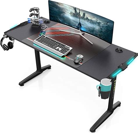 Eureka Ergonomic Gaming Tisch Groß P55 Gamer Tisch Mit Rgb Beleuchtung
