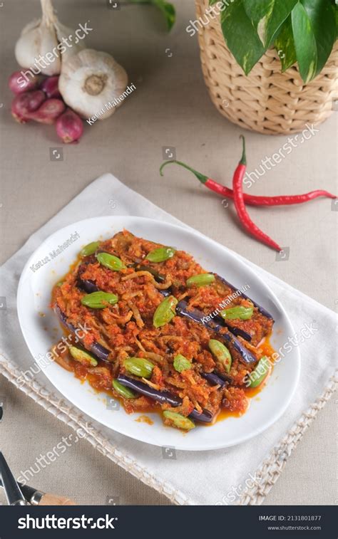 Terong Balado Spicy Eggplant Indonesian Traditional Stock Photo