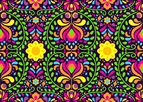Mexican Traditional Pattern Color Retro Flower Stripe Background