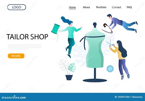 Tailor Shop Vector Website Landing Page Design Template Stock Vector