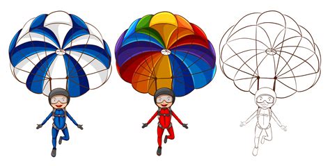 Three Drawing Styles Of Man Parachute 365415 Vector Art At Vecteezy
