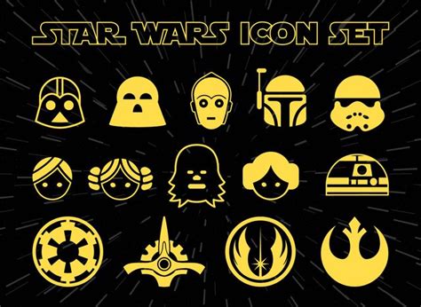 Star Wars Icon Set Free Vector Star Wars Icons Icon Set Free Icon Set